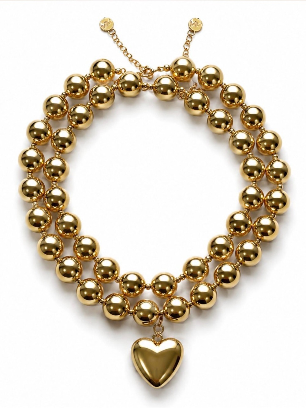 Mayamar Double-Strand Beaded Heart Pendant Necklace NWOT